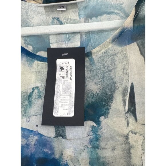 Bryn Walker Abstract Print Ruffle Sleeve fran Blouse top size XS oversized new - Picture 2 of 6